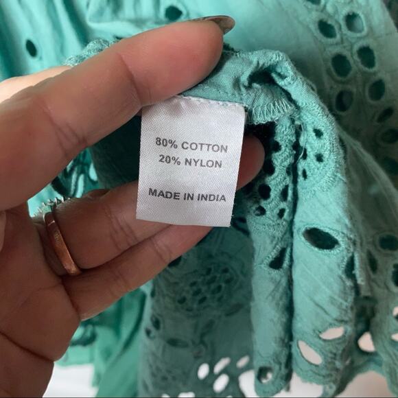 RHUM & RAISIN Teal Eyelet layer Tunic Boho Bohemian M/L - Picture 7 of 11